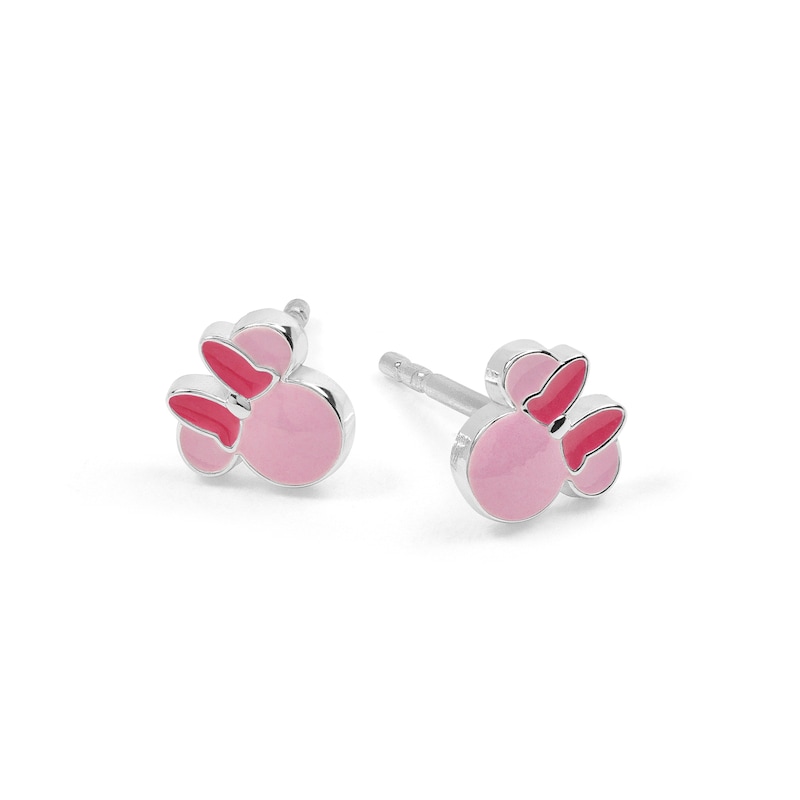 Main Image 2 of Disney Sterling Silver Minnie Mouse Pink Enamel Stud Earrings