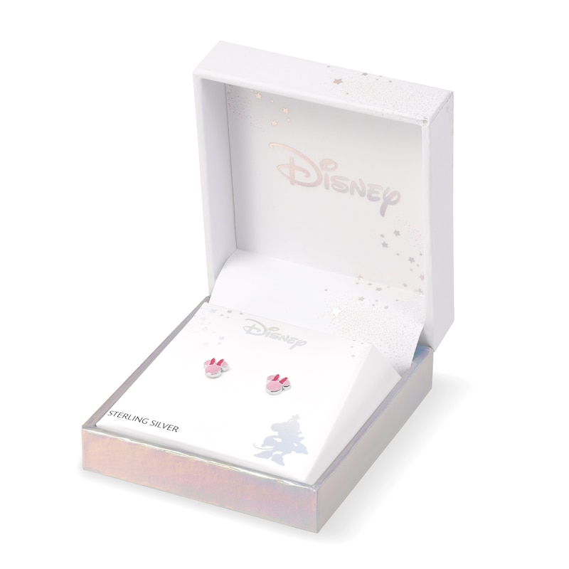 Main Image 4 of Disney Sterling Silver Minnie Mouse Pink Enamel Stud Earrings