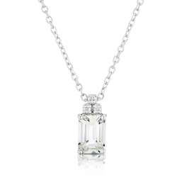 9ct White Gold Diamond & Green Amethyst Pendant Necklace