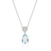 Thumbnail Image 1 of 9ct White Gold Diamond & Aquamarine Pendant Necklace