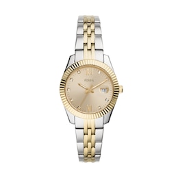 Fossil Ladies' Scarlette Mini Gold Dial Stainless Steel Watch