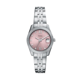 Fossil Ladies' Scarlette Pink Dial Stainless Steel Watch