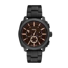 Fossil Men's Machine Brown Chronograph Dial Black Stainless Steel Watch