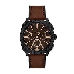 Fossil Men's Machine Brown Chronograph Dial Brown Leather Strap Watch