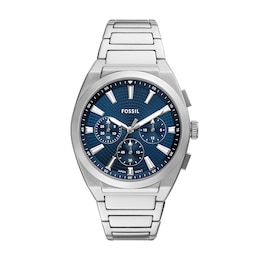 Fossil Men's Everett Navy Chronograph Dial Stainless Steel Watch