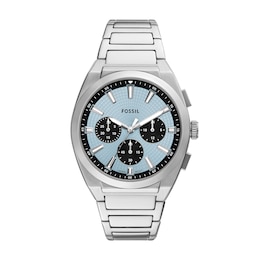 Fossil Men's Everett Blue Chronograph Dial Stainless Steel Watch