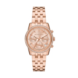 Michael Kors Ladies' Mini Ritz Chronograph Rose Gold Tone Stainless Steel Watch