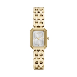 Armani Exchange Ladies' Rectangular Dial Gold Tone Stainless Steel Watch