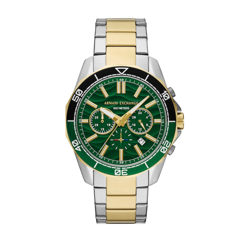 Main Image 1 of Armani Exchange Men's Green Chronograph Dial Two Tone Stainless Steel Watch