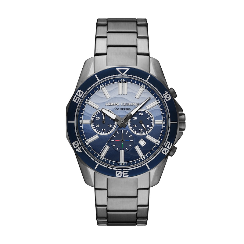 Main Image 1 of Armani Exchange Men's Blue Wave Chronograph Dial Gunmetal Stainless Steel Watch