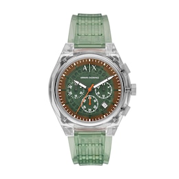 Armani Exchange Men's Chronograph Clear Green Polyurethane Watch