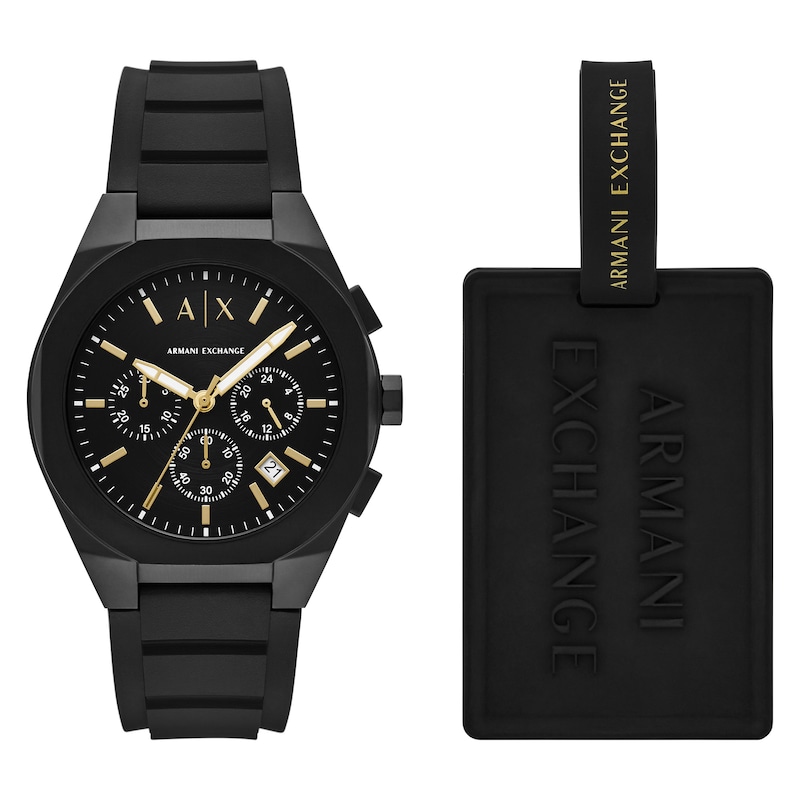 Main Image 1 of Armani Exchange Men's Chronograph Black Tone Bracelet Watch & Branded Tag