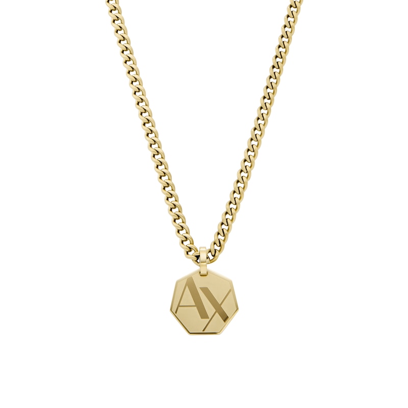 Main Image 1 of Armani Exchange Men's Gold Tone Heptagon Pendant Necklace