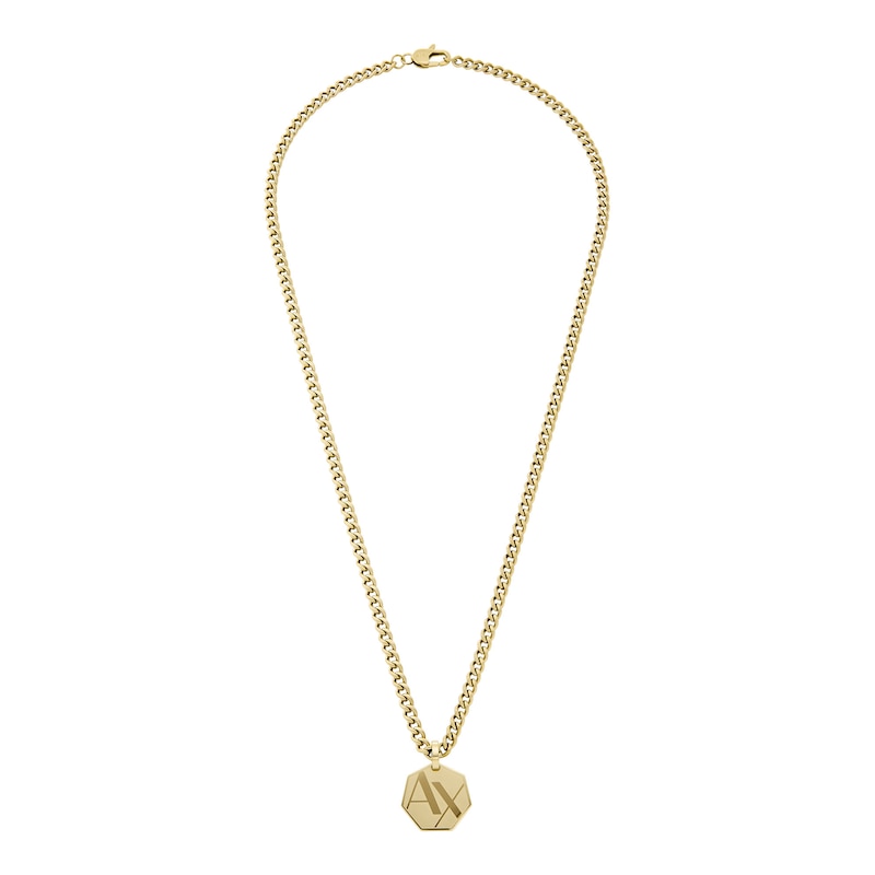 Main Image 2 of Armani Exchange Men's Gold Tone Heptagon Pendant Necklace