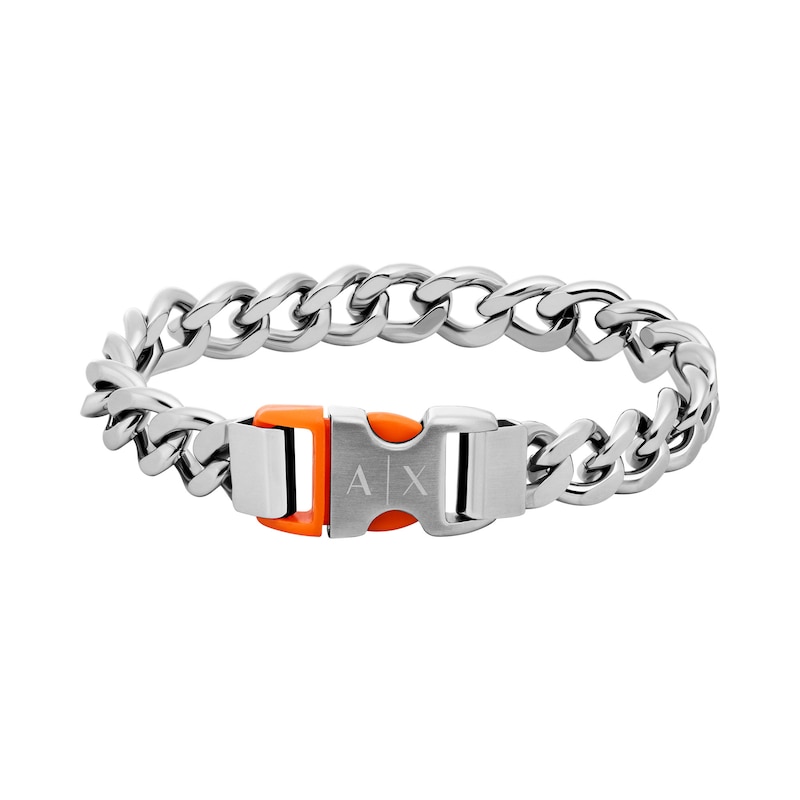 Main Image 1 of Armani Exchange Men's Orange Nylon Stainless Steel Curb Chain Buckle Bracelet