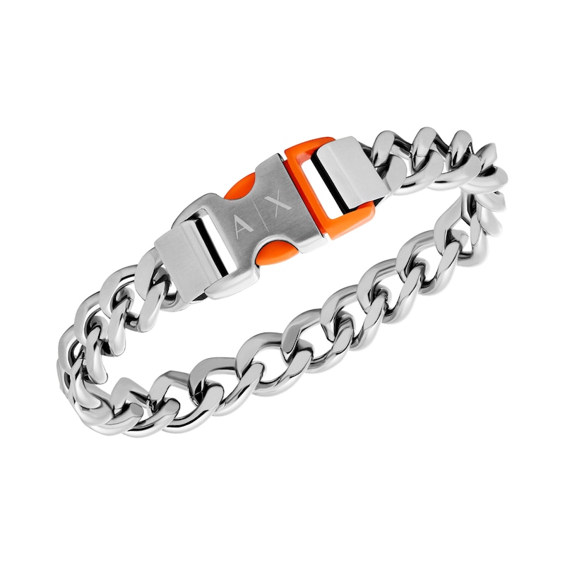 Main Image 2 of Armani Exchange Men's Orange Nylon Stainless Steel Curb Chain Buckle Bracelet