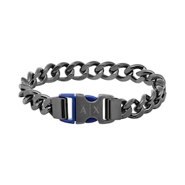 Armani Exchange Men's Gunmetal Stainless Steel Chain Buckle Bracelet