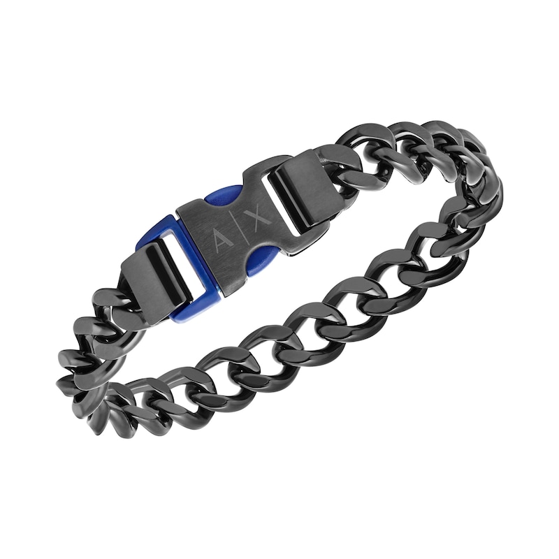 Main Image 2 of Armani Exchange Men's Gunmetal Stainless Steel Chain Buckle Bracelet