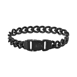 Armani Exchange Men's Black Stainless Steel Chain Buckle Bracelet