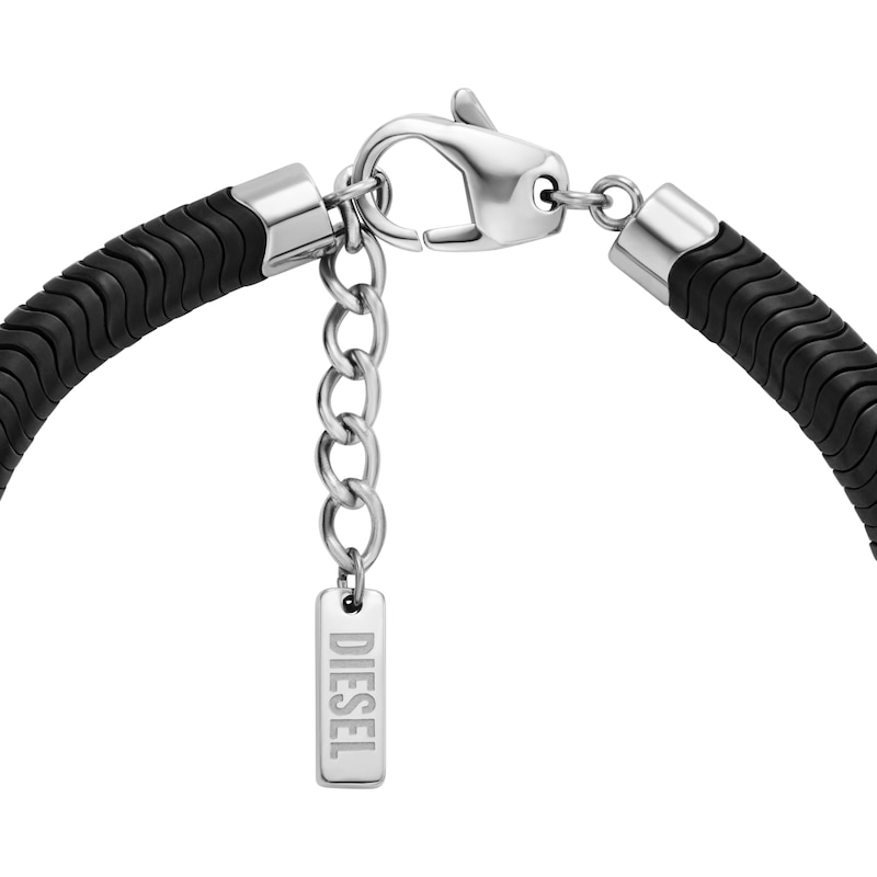 Main Image 2 of Diesel Men's Silver & Black Hematite Beaded Bracelet