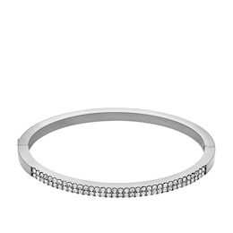 Fossil Ladies' Ellis Pavé Glitz Stainless Steel Bangle Bracelet