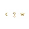 Thumbnail Image 1 of Fossil Ladies' All Stacked Up Gold Tone Brass Butterfly Earring Set