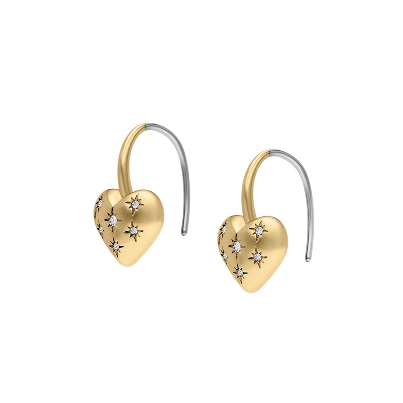 Main Image 3 of Fossil Ladies' Sadie All My Love Gold Tone Stainless Steel Heart Drop Earrings