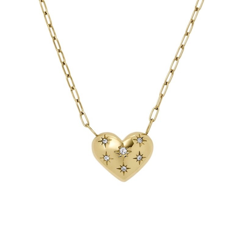 Main Image 1 of Fossil Ladies' Sadie All My Love Gold Tone Stainless Steel Heart Pendant Necklace