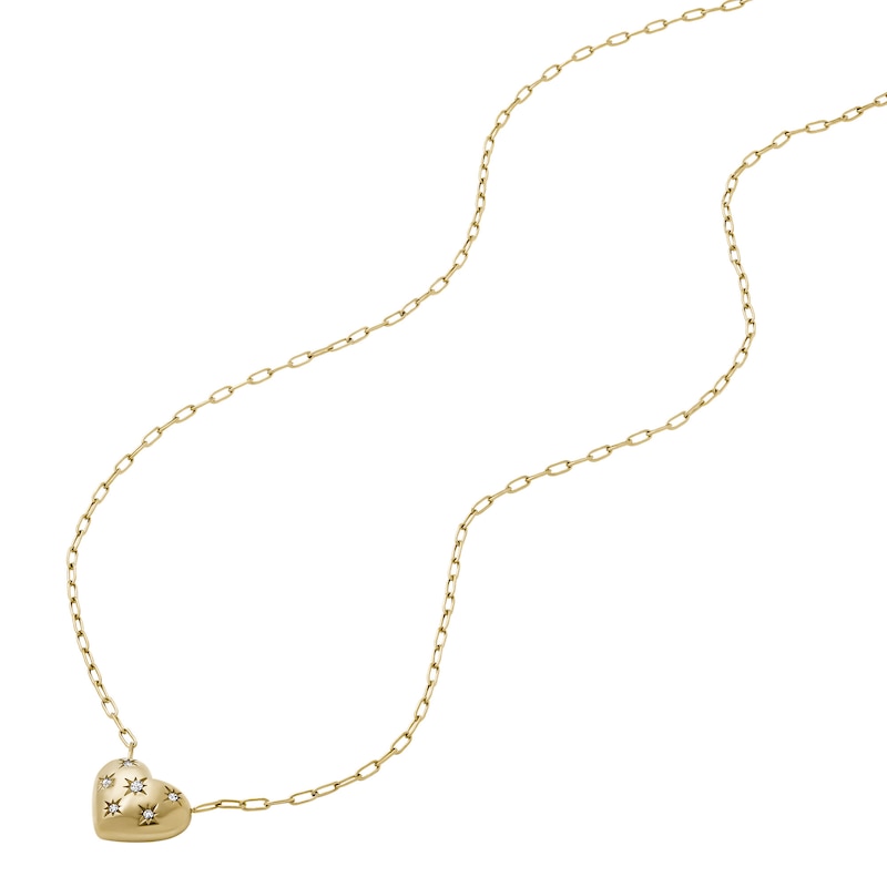 Main Image 2 of Fossil Ladies' Sadie All My Love Gold Tone Stainless Steel Heart Pendant Necklace