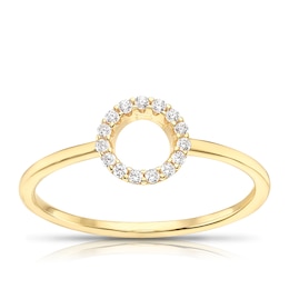 9ct Yellow Gold Cubic Zirconia Open Circle Ring