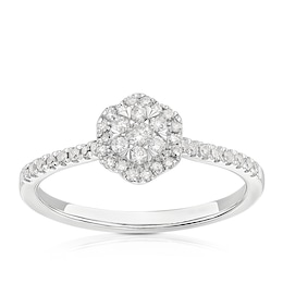 9ct White Gold 0.25ct Diamond Flower Cluster Ring