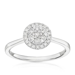 9ct White Gold 0.25ct Diamond Cluster Ring