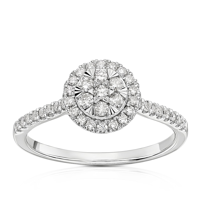 Main Image 1 of 9ct White Gold 0.33ct Diamond Round Cluster Ring