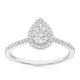 9ct White Gold 0.25ct Diamond Pear Cluster Ring