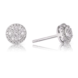 9ct White Gold 0.25ct Diamond Illusion Cluster Stud Earrings