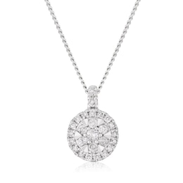 9ct White Gold 0.15ct Diamond Illusion Cluster Pendant Necklace