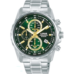 Lorus Men's Dark Green Dial Chronograph Stainless Steel Watch