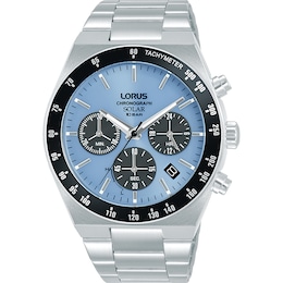 Lorus Solar Men's Chronograph Blue Dial Stainless Steel Watch