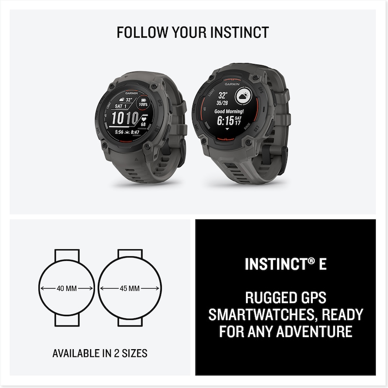 Main Image 7 of Garmin Instinct E45 mm Black Bezel Charcoal Strap Smartwatch