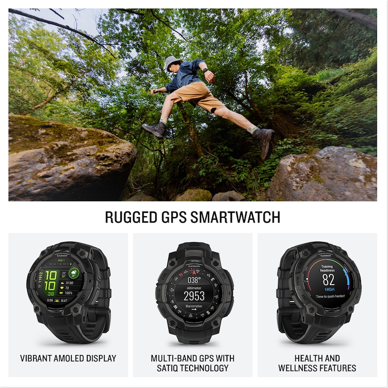 Main Image 2 of Garmin Instinct 3 45mm Amoled Black Bezel & Strap Smartwatch