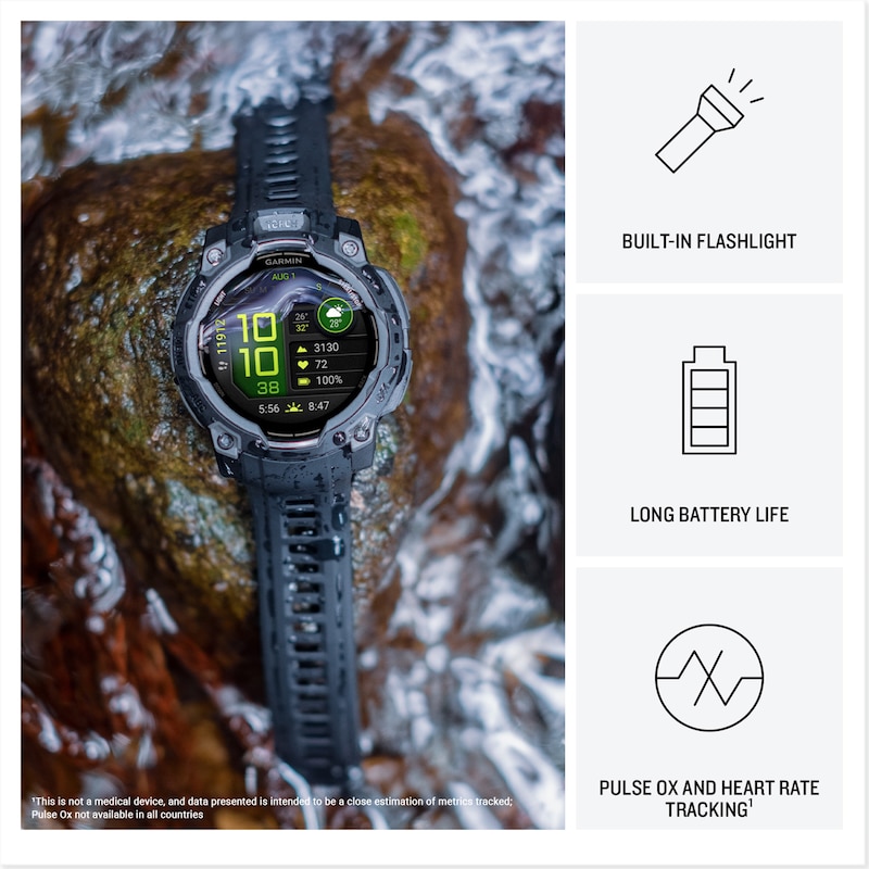 Main Image 3 of Garmin Instinct 3 45mm Amoled Black Bezel & Strap Smartwatch