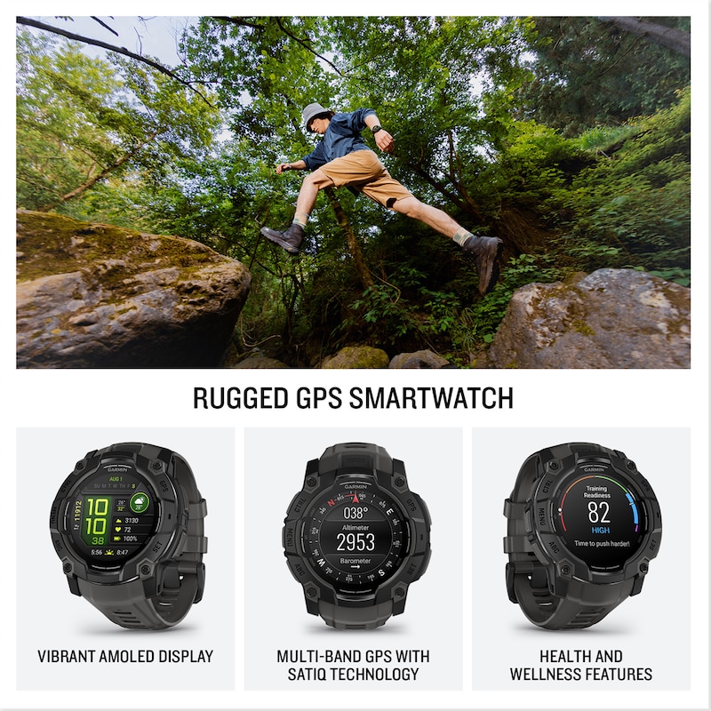 Main Image 2 of Garmin Instinct 3 50mm Amoled Black Bezel & Charcoal Strap Smartwatch