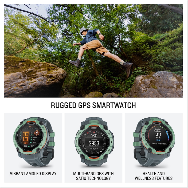 Main Image 2 of Garmin Instinct 3 50mm Amoled Neo Tropic Bezel & Twilight Strap Smartwatch