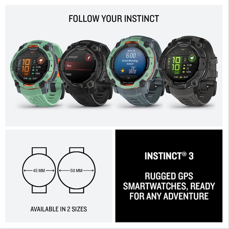 Main Image 7 of Garmin Instinct 3 50mm Amoled Neo Tropic Bezel & Twilight Strap Smartwatch