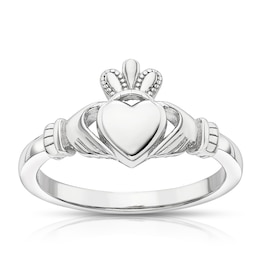 Sterling Silver Rhodium Plated Small Claddagh Ring