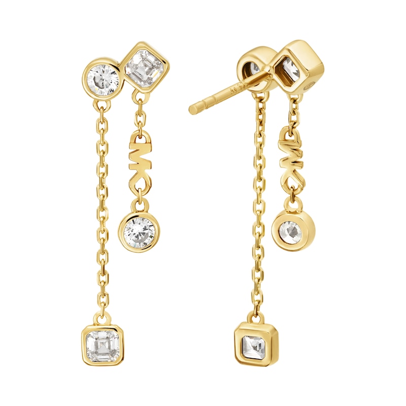 Main Image 2 of Michael Kors Ladies' Brilliance 14ct Gold Plated Sterling Silver Drop Earrings