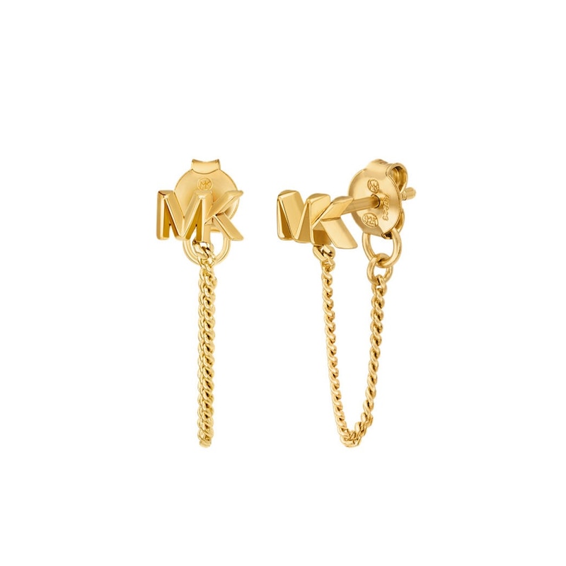 Main Image 1 of Michael Kors Ladies' 14ct Gold Plated Sterling Silver Front to Back Chain Stud Earrings