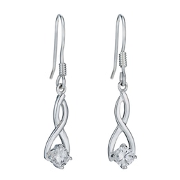 Sterling Silver & Cubic Zirconia Figure of 8 Drop Earrings