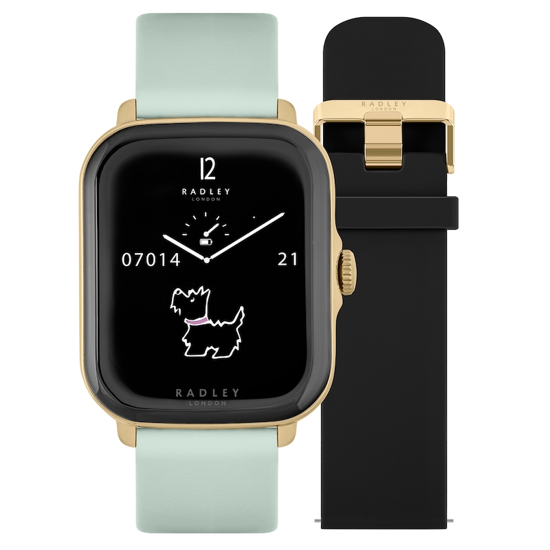 Main Image 1 of Radley Series 20 Smart Calling Interchangeable Black Silicone & Eucalyptus Leather Strap Watch