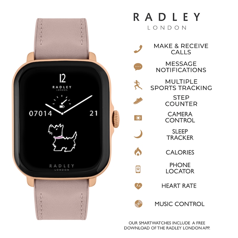 Main Image 4 of Radley Series 20 Smart Calling Pink Leather Strap Watch